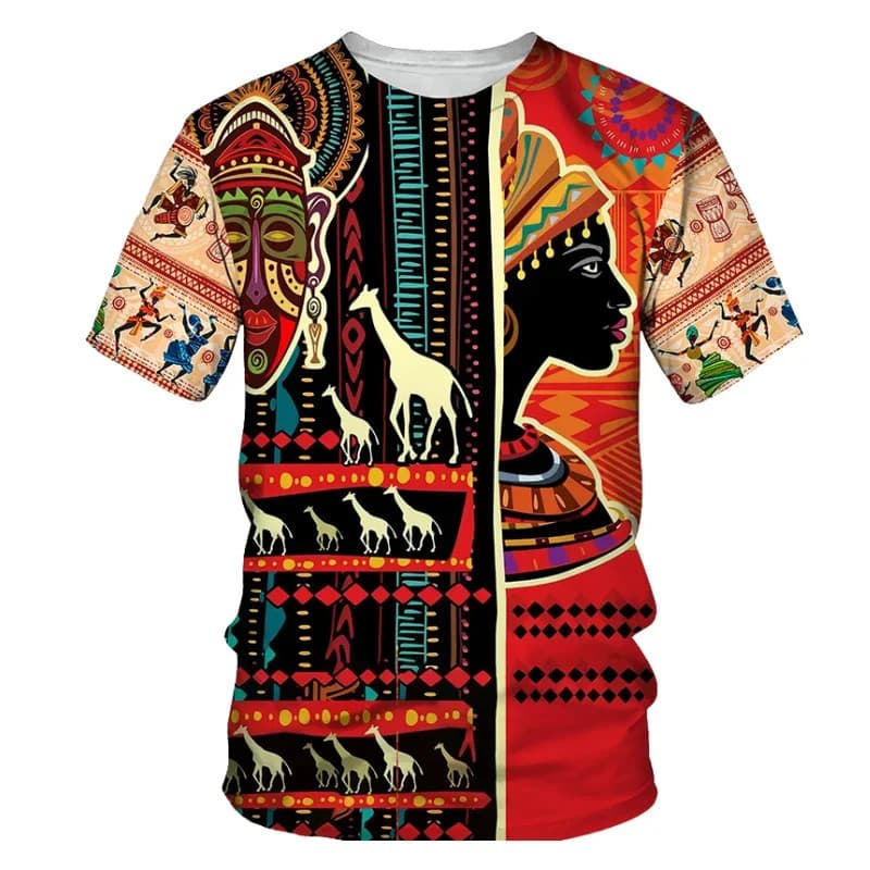 Camiseta Com Estampa De Dança Africana Para Homens E Mulheres , Tendência Retrô , 3D , Verão , Casual , Gola Redonda , M