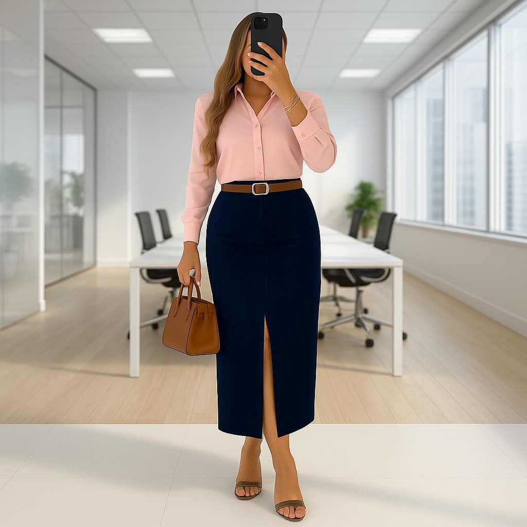 Conjunto Saia Longa Alfaiataria + Blusa Social Manga Longa | Sofisticação para Trabalho e Eventos