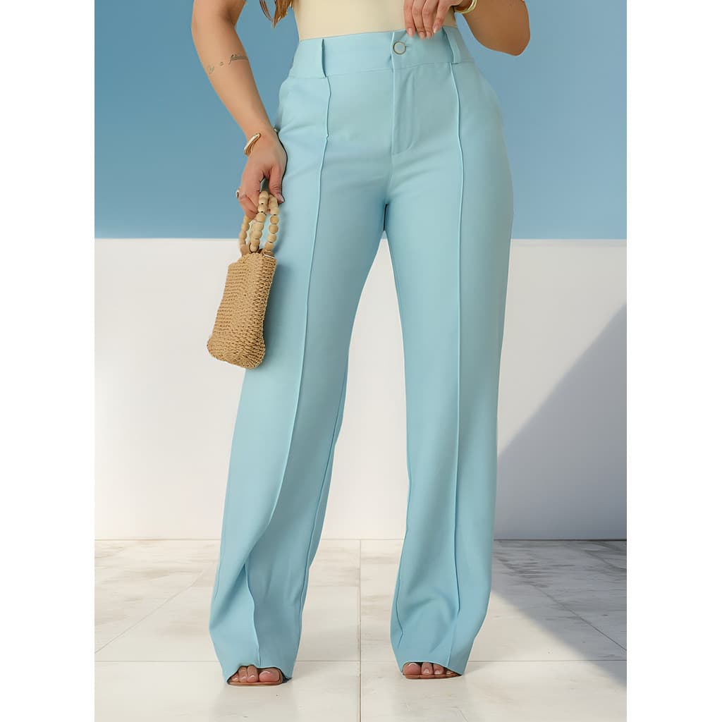 Calça Pantalona Elegante Alfaiataria Premium Com Bolsos Confortavel