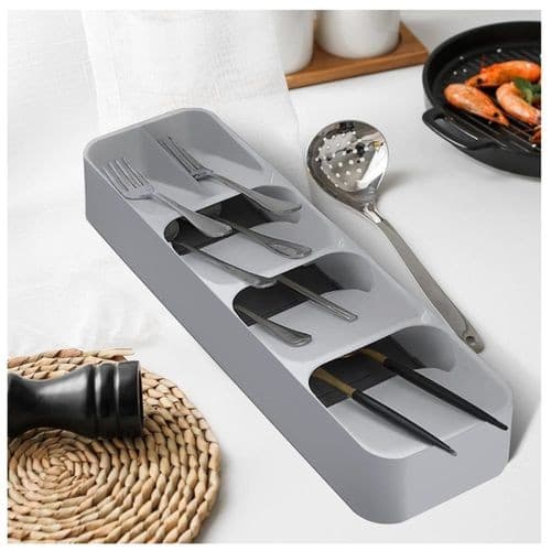 Organizador Talheres Caixa Organizadora Multi Compartimento Cozinha Cinza