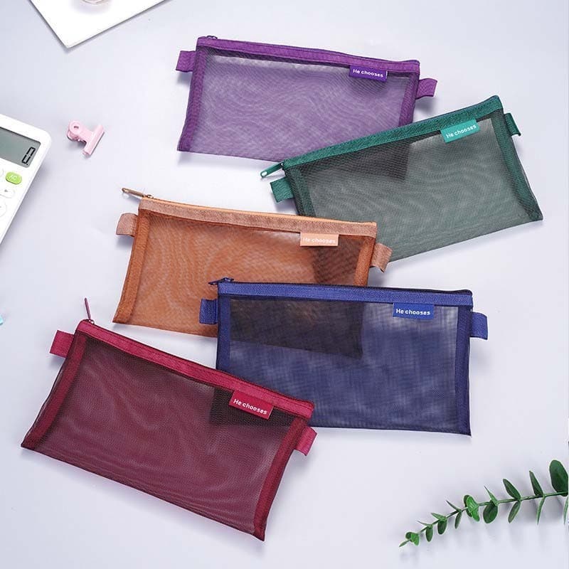 Lápis transparente transparente Bolsa Lápis com zíper de camada única Caso Armazenamento de papelaria Bolsa