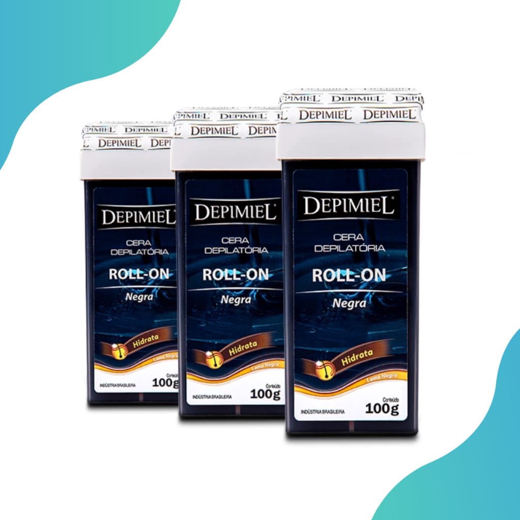 Kit 3 Cera Depilatória Roll-On Negra 100g Depimiel