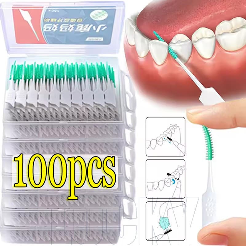 20-100 Unidades De Escovas Interdentais Descartáveis De Gel Macio-Escova De Limpeza De Aparelho Ortodôntico De Linha Fio