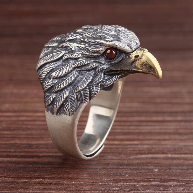 Anel de Águia Vintage Desgastado para Homens, Personalidade Moderna, Prata Anti-Taiwan, Anel Aberto de Águia Dominante