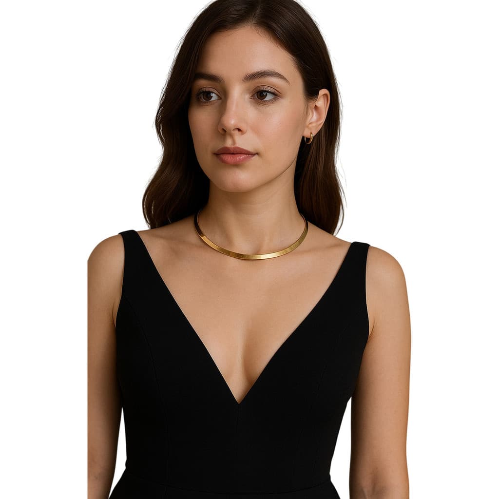 Colar Feminino Choker Aro Gargantilha Aço Banhado á Ouro Original