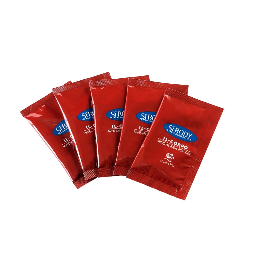 【Il Corpo】 Conjunto de 5 sachês de pó para banho mineral Sem aditivos Sal de neve Extrato de algas Produtos para banho