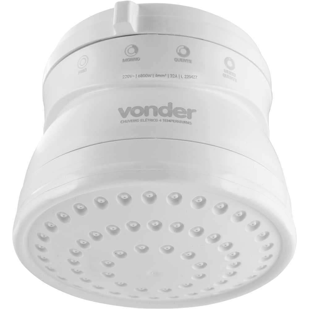 Chuveiro Ducha Elétrica 220V 6800W C/ Resistência 4 Temperaturas Branca Vonder