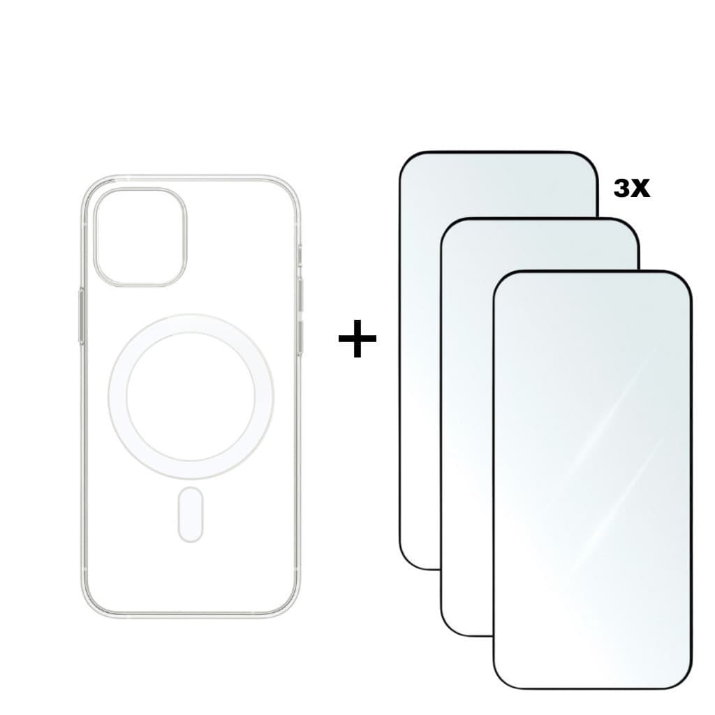 Kit 4em1 Capa MagSafe + 3 Películas Vidro Temperado 3D iPhone 11 12 13 14 15 16 - RS