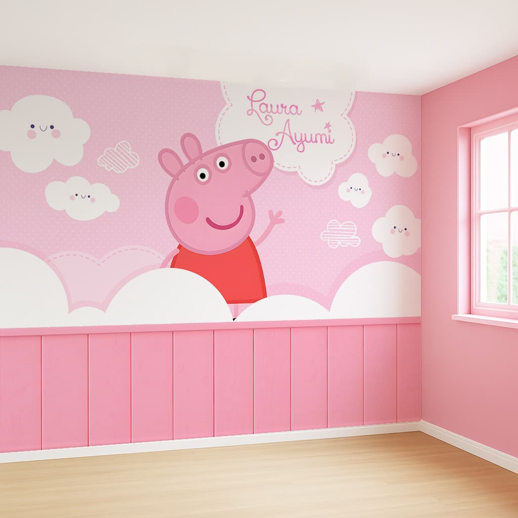 Adesivo da Peppa Pig Rosa Papel de Parede infatil de menina