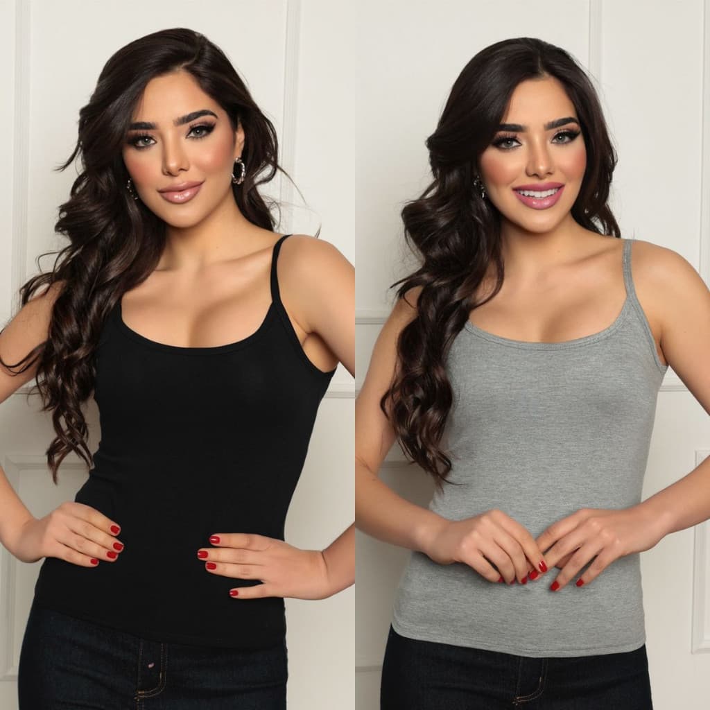 Kit com 2 blusas regatas de alcinha em malha Viscolaycra direto de fábrica