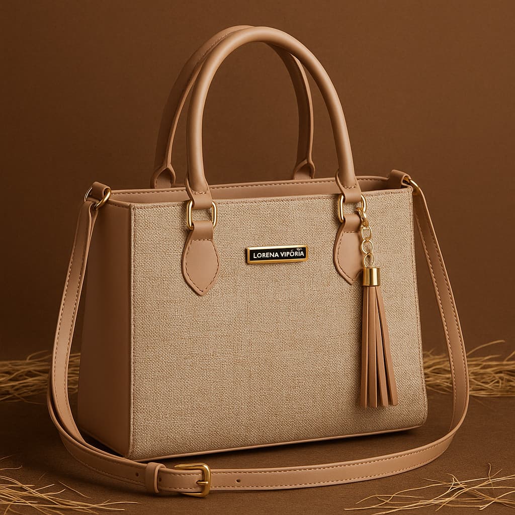 Bolsas média transversal de ombro bicolor palha elegante