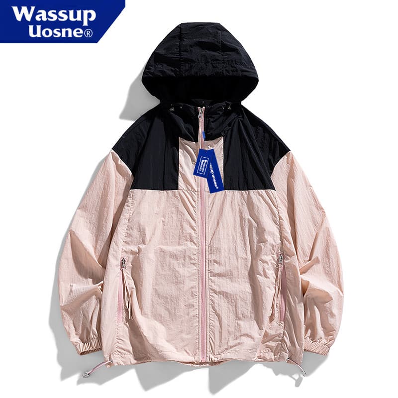 WASSUP Jaqueta de proteção solar com capuz, masculina, feminina, verão, ultraleve, fina, respirável, contraste, cor solt