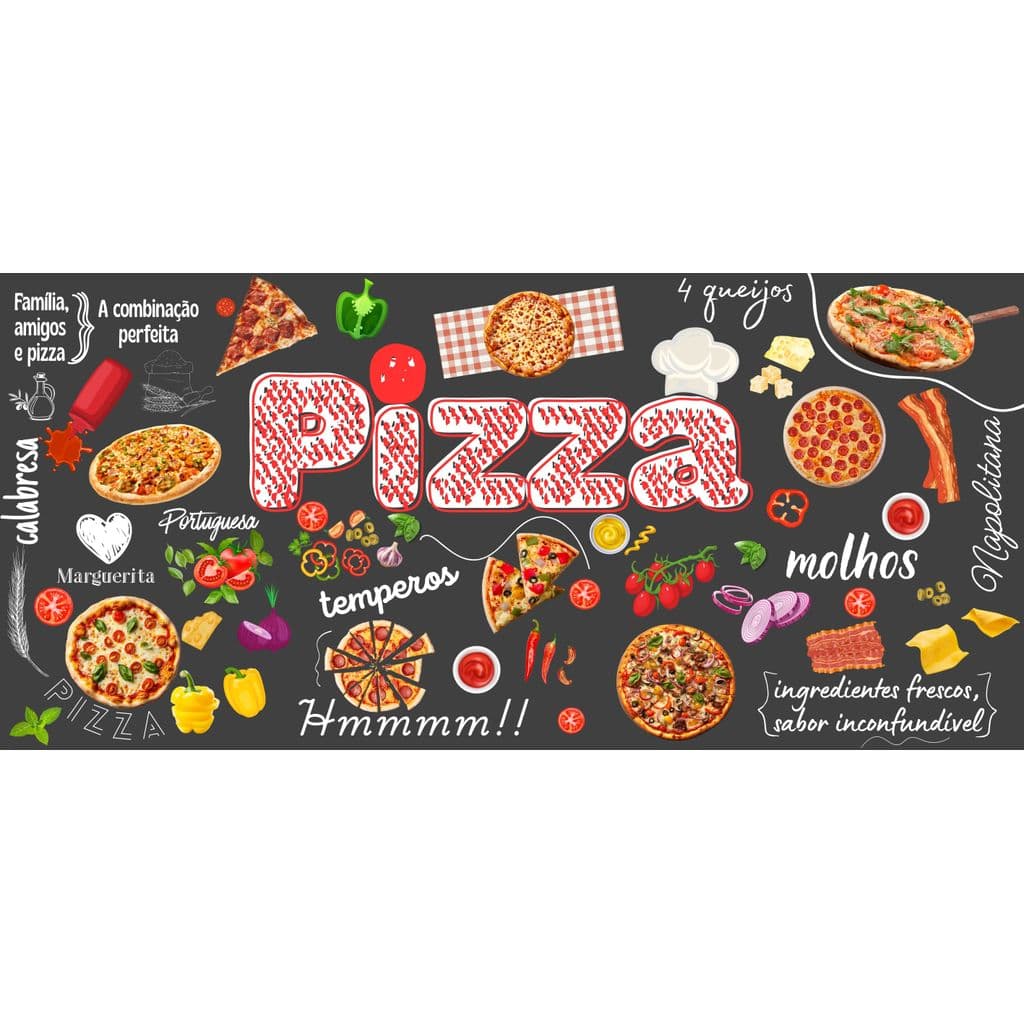 Adesivo Parede Bem Vindo Cozinha 150x70cm Restaurante Hamburguer Lanche Padaria Pizzaria Pizza