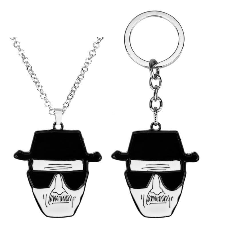 Colar-chaveiro vintage de "Breaking Bad" com pingente de retrato branco KWLE WOSC
