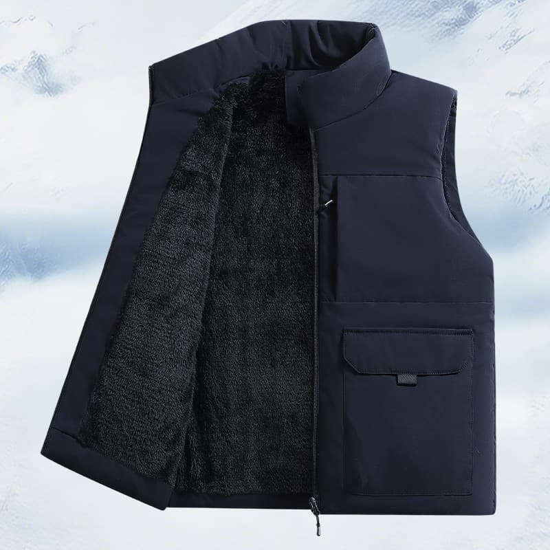 Masculino ao ar livre multi-bolso engrossado colete macacão masculino outono inverno grosso multi-bolso colete jaqueta g