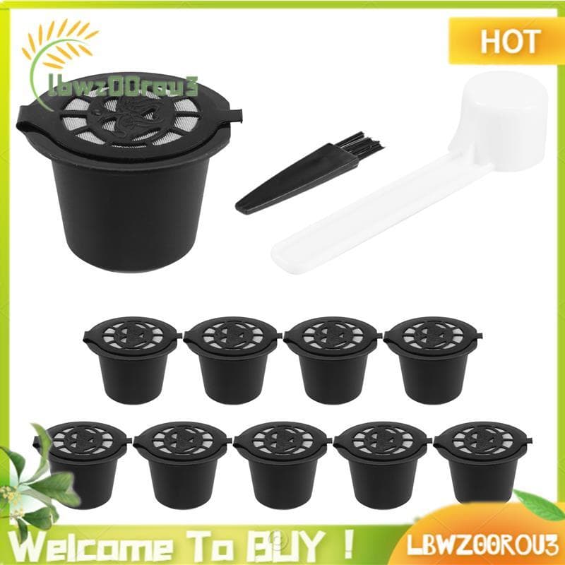 10 Filtros Recarregáveis Reutilizáveis Da Cápsula De Café Dos Pces Para Com Escova Colher Acessórios De Cozinha Filtro P