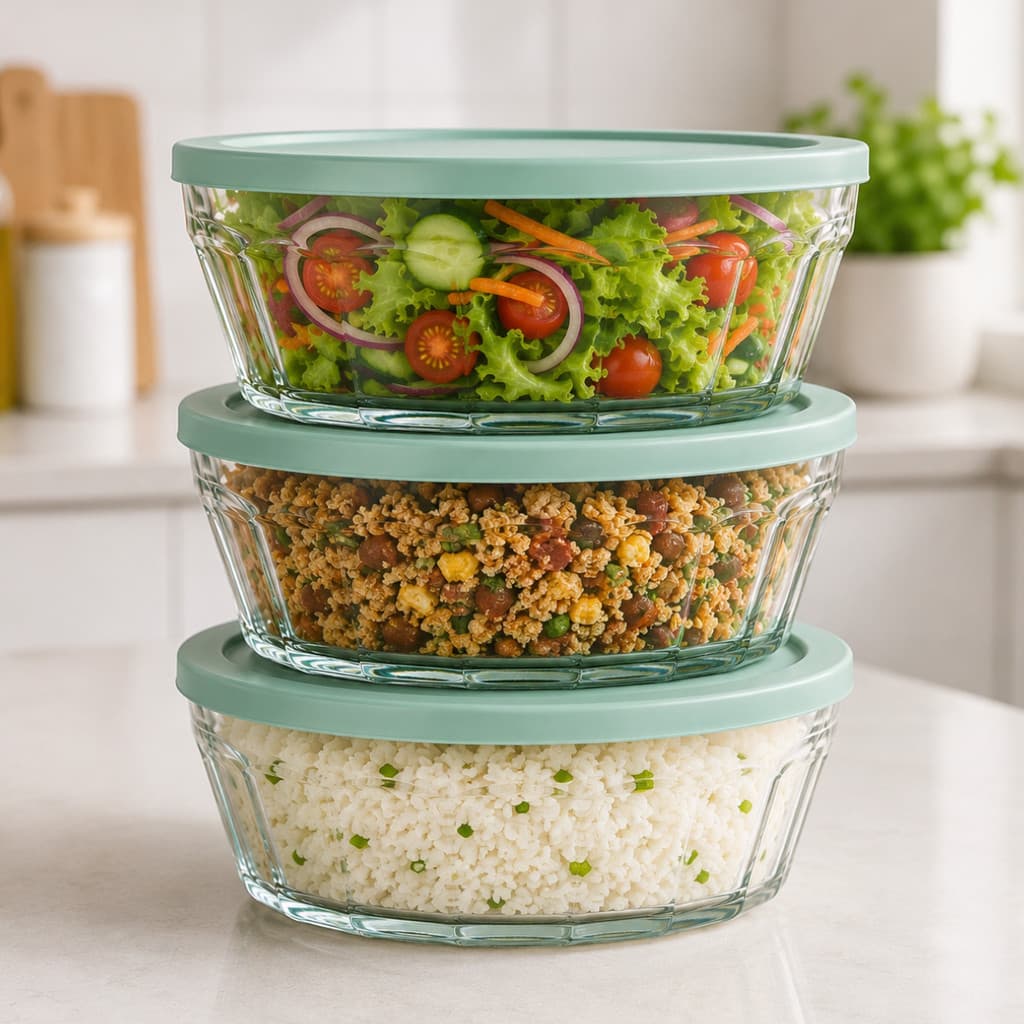 Kit 3 Potea Saladeira Vidro Com Tampa 4 Litros Tigela Grande De Servir Tapoer Multiuso Alimentos
