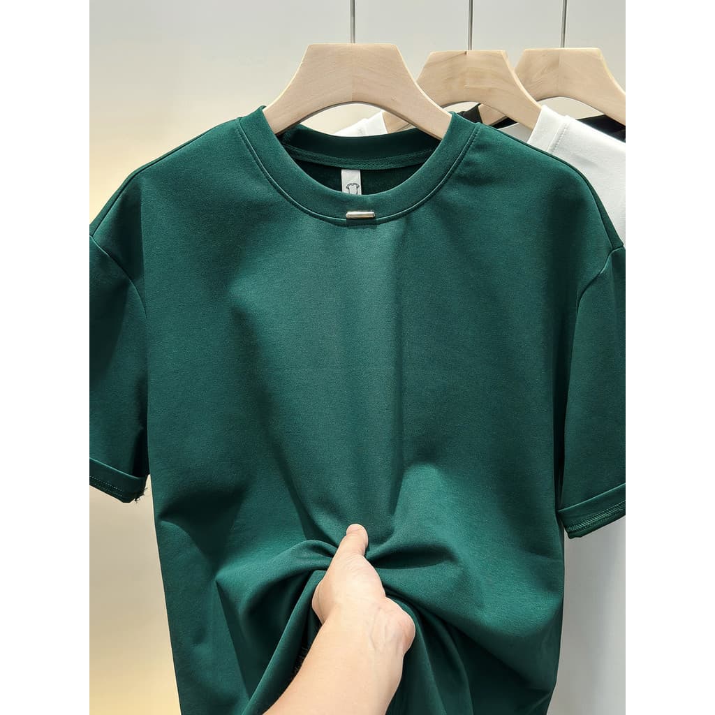 HPCP luz luxo minimalista etiqueta de aço High-End sentimento de manga curta camiseta masculina verão rufião bonito magr