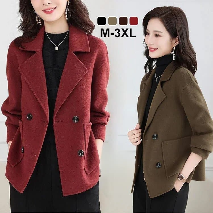 [Chic & Cozy Style] [Stylish & Slim Fit] Tweed Trench Coat Jacket Simple Design Tweed Jacket/Wool Coat/Women's Outerwear