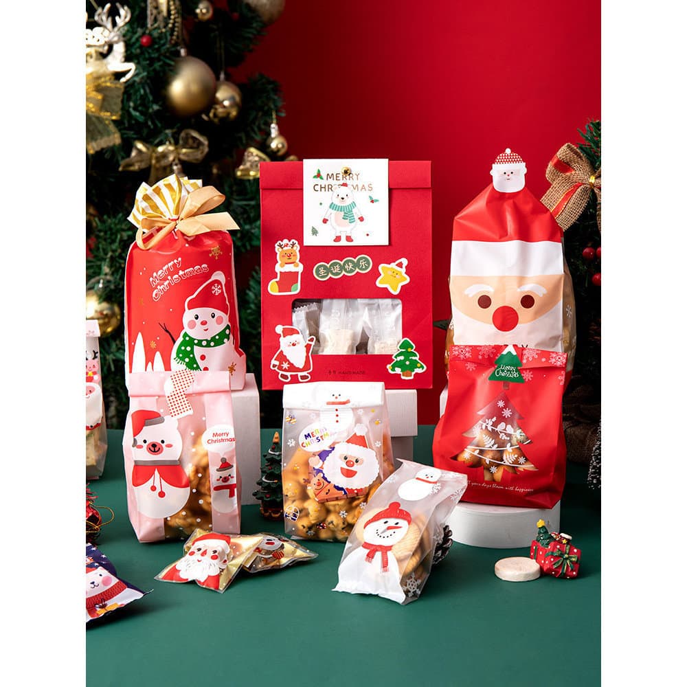Saco de embalagem de presente de natal velho floco de neve crocante Nougat biscoito saco plano embalagem de cozimento