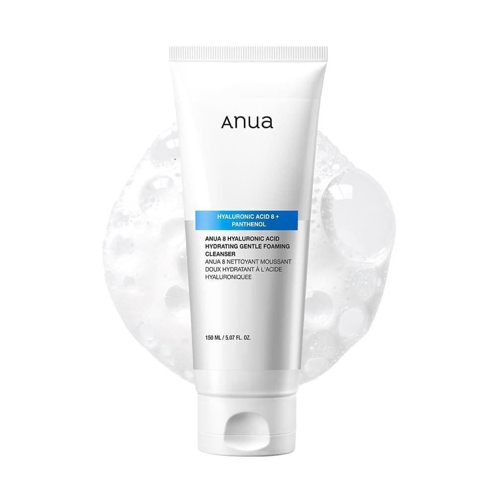 ANUA Limpador Facial Hidratante e Suave em Espuma, Lavagem Diária para Limpeza Dupla, Ácido Hialurônico, Zinco, Pantenol