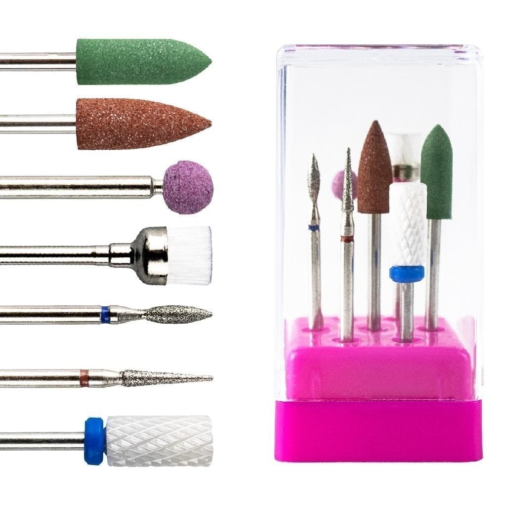 Kit 3 Brocas Polidoras +2 Diamantadas +1 Cerâmica +1 Limpeza Unhas Gel Alongamento Nail Lixa DH