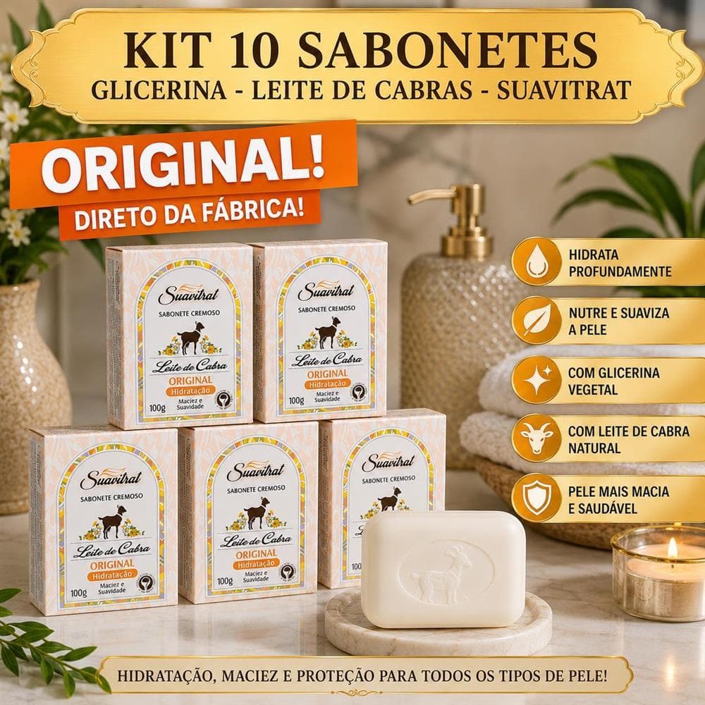 Kit Sabonete Natural Glicerinado Leite de Cabra 100g Suavitrat | Hidratação, Limpeza Suave e Pele Macia