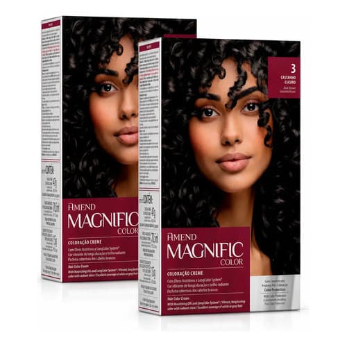 Kit 2 Coloração Creme Amend Magnific Color 3 Castanho Escuro 3 Castanho Escuro