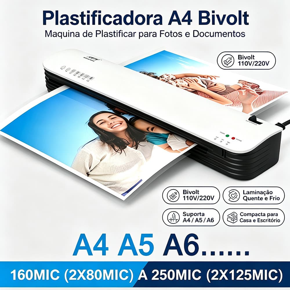 Máquina Laminação Fotos Documento Laminadora Plastificadora Para A4 A5 A6...