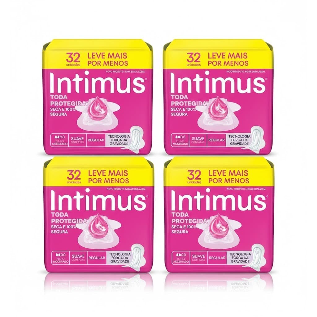 Kit C/4 32 Absorventes Externo Intimus Tripla Proteção Suave Com Abas