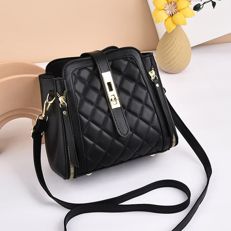 bolsa feminina bolsa transversal feminino Bolsa Feminina Textura Nicho Diamante Balde Portátil