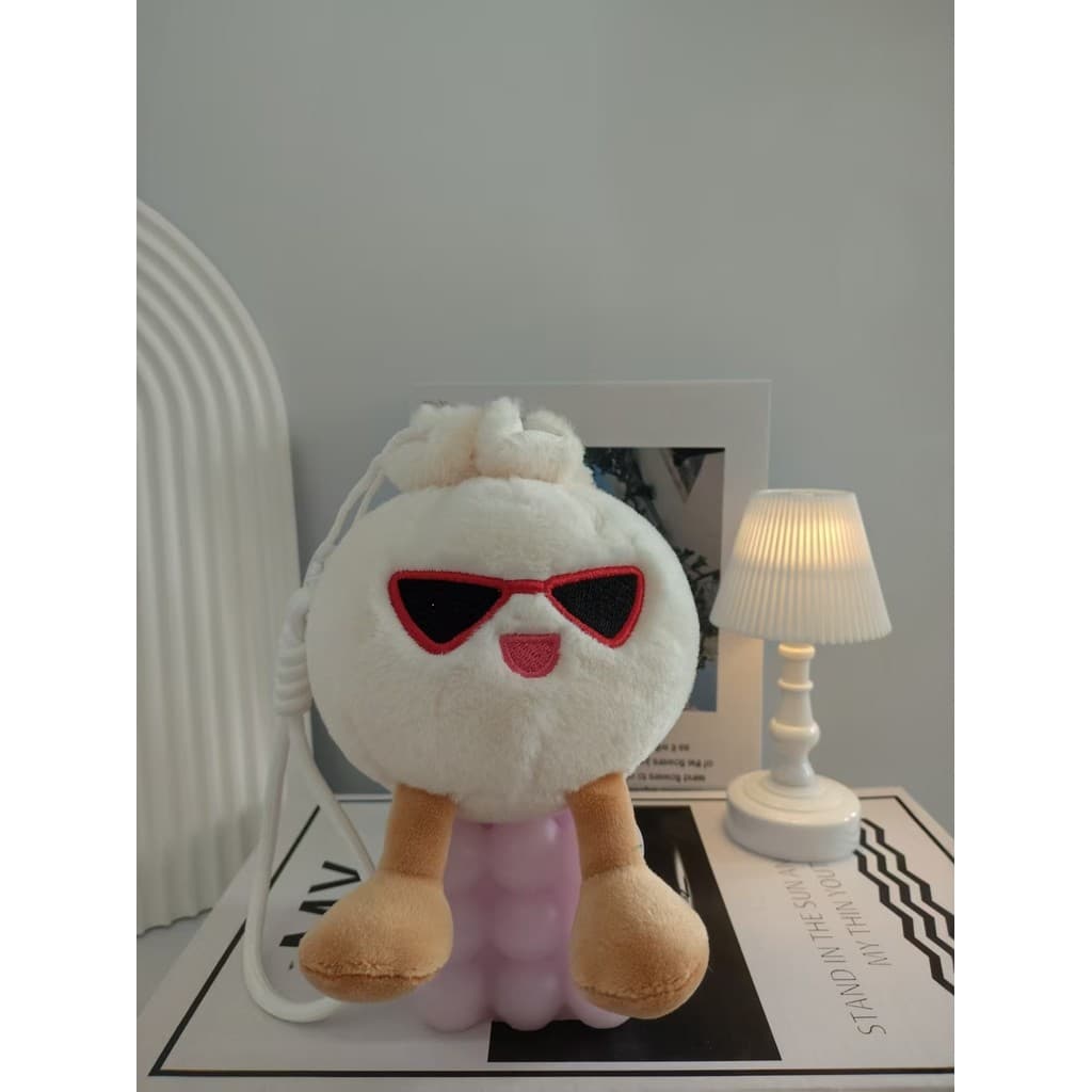 Divertido bonito pão cozido no vapor pingente na moda jogar brinquedo de pelúcia ornamento chaveiro presente para menino
