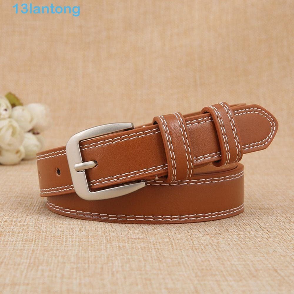 Cinto Feminino LANTONG , Couro Com Fivela Quadrada , Estilo Coreano Vintage , Design De Pinho GP4N