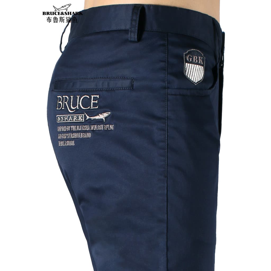 Outono novo estilo calças casuais masculinas Street Wear calças soltas Bruce tubarão masculino grosso bordado tamanho gr