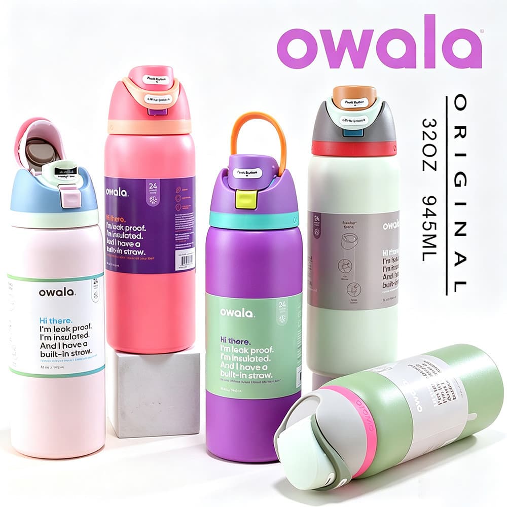 Garrafa Térmica Owala FreeSip 945ml Prova De Vazamento Com Canudo Para Academia Carro Escritório Viagem