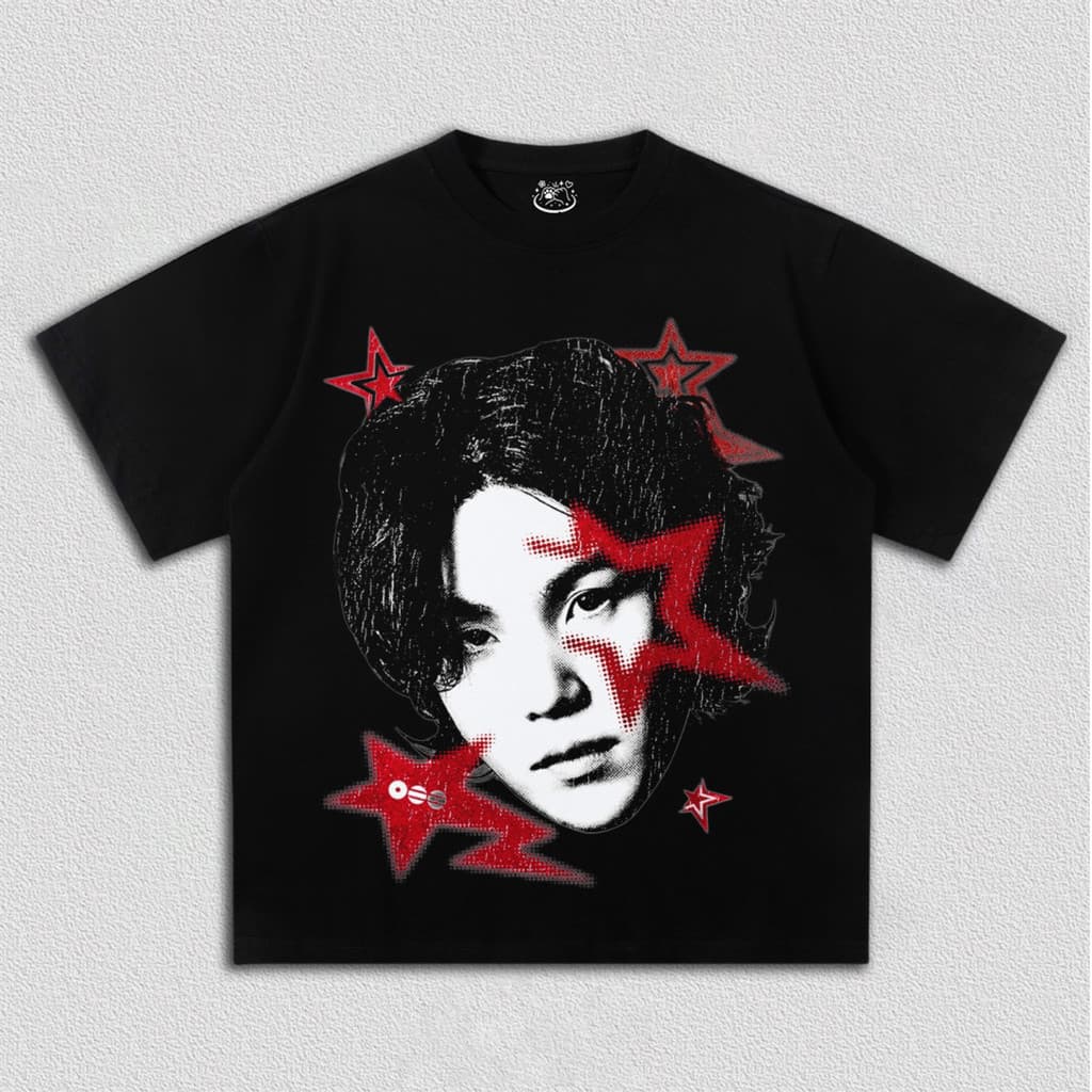 Camiseta Masculina Feminina Min Yoon-gi Suga BTS Stars Grunge T-shirt Unissex Streetwear Envio Imediato
