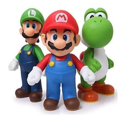 Super Luigi Bros Anime Figuras Boneca Yoshi Cogumelo Crianças Brinquedos Modelo PVC