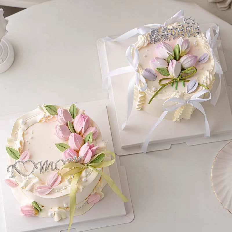 Influenciador Xiaohongshu Mesmo Estilo Dia das Mães Tulipa Bolo Decoração Raspador de Flores Enfeites de Flores de Choco
