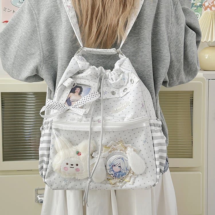 2026 novo estilo doce bonito Polka Dot mochila saco de dor grande capacidade saco do mensageiro saco do bebê cordão Comm
