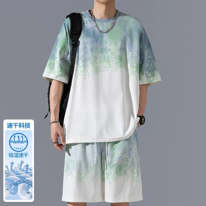 Minnie roupas masculinas de verão terno esportivo de seda gelo de secagem rápida Shorts de manga curta solto Casual tern
