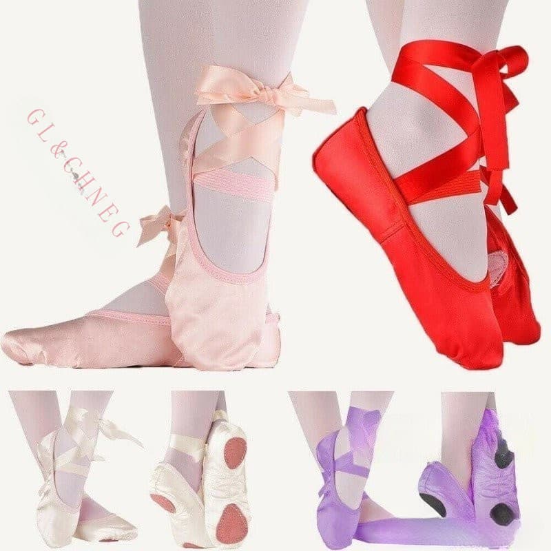 Sapatilhas de Ballet MISS.YE para Meninas, Yoga, Ginástica, Dança com Fita, Sapatilhas de Cetim 5CUS