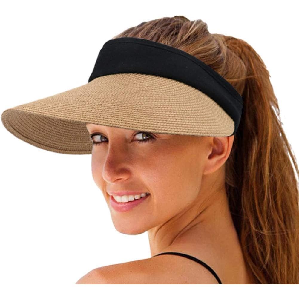 Chapéu de Palha Feminino com Aba Larga para Proteção Solar no Verão, Boné de Praia Dobrável Estilo Coreano ZEDM