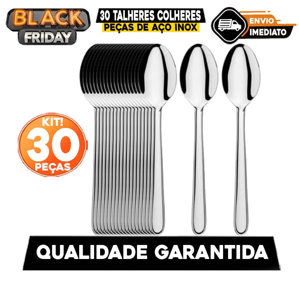 30 Talheres Colheres em Aço Inox Premium Alta qualidade Para Restaurantes Cozinha Casa Bar Talher Colher de Sopa Chá