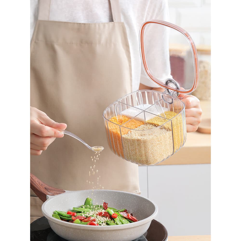 Caixa de tempero cozinha doméstica High-End tempero jar tudo-em-um Multi-grade combinação conjunto quatro-em-um sal MSG