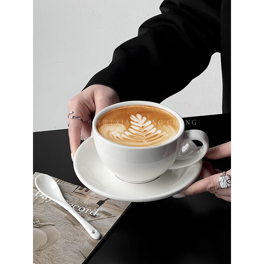 Simples puro branco xícara de café pires ins estilo Latte copo Cappuccinola flor copo caneca fantasia Mocha copo