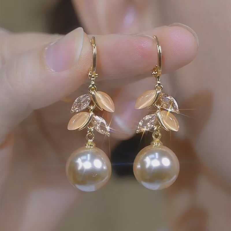 Luxo longo zircão pérola brincos elegante All-Match brincos modificado rosto forma senhoras brincos
