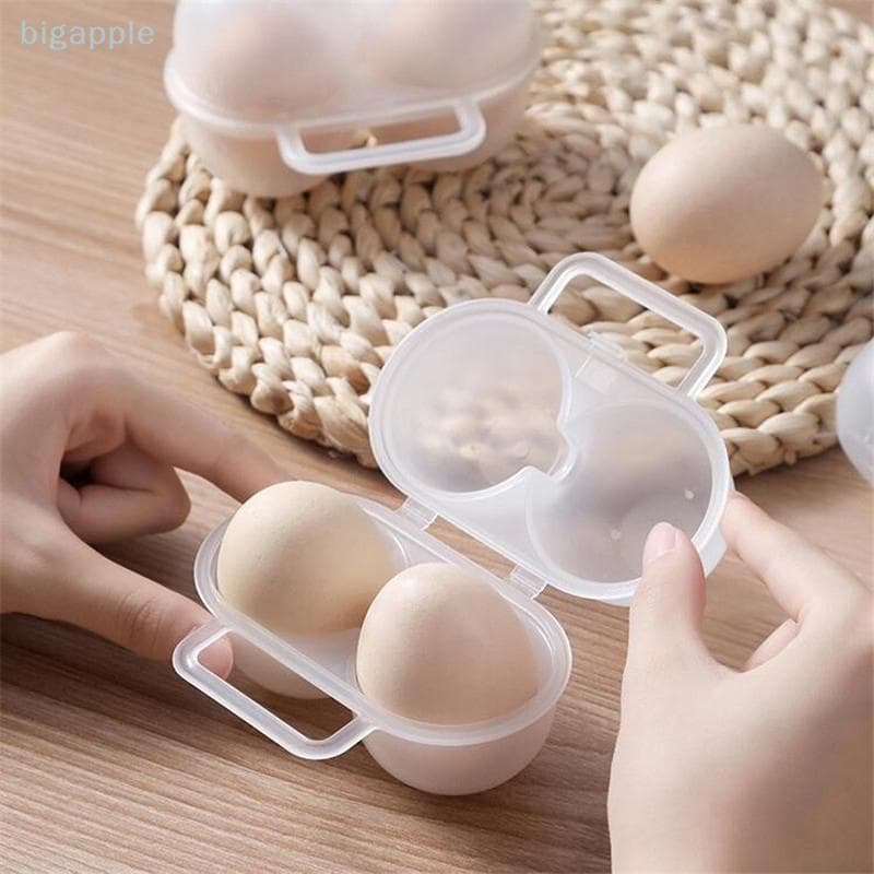 (big88apple) Caixa Portátil De Armazenamento De Ovos , 2 Grades , Plástico , Durável , Recipiente Economiza Espaço , Gel