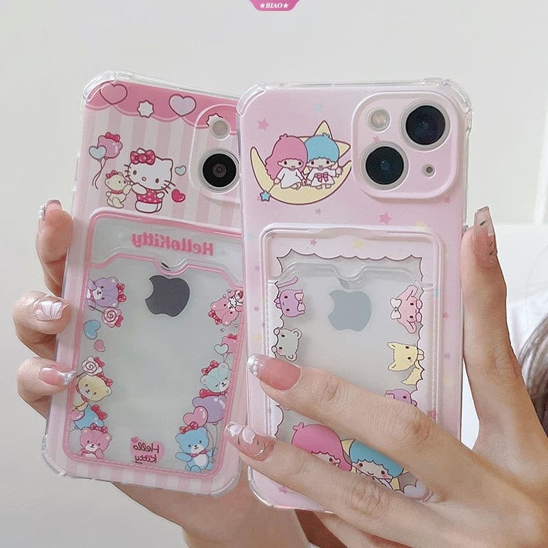 Capa de Telefone Hello Kitty Sanrio LittleTwinStars para iPhone 13 12 11 Pro MAX XR XS X, Macia e Resistente a Impactos,