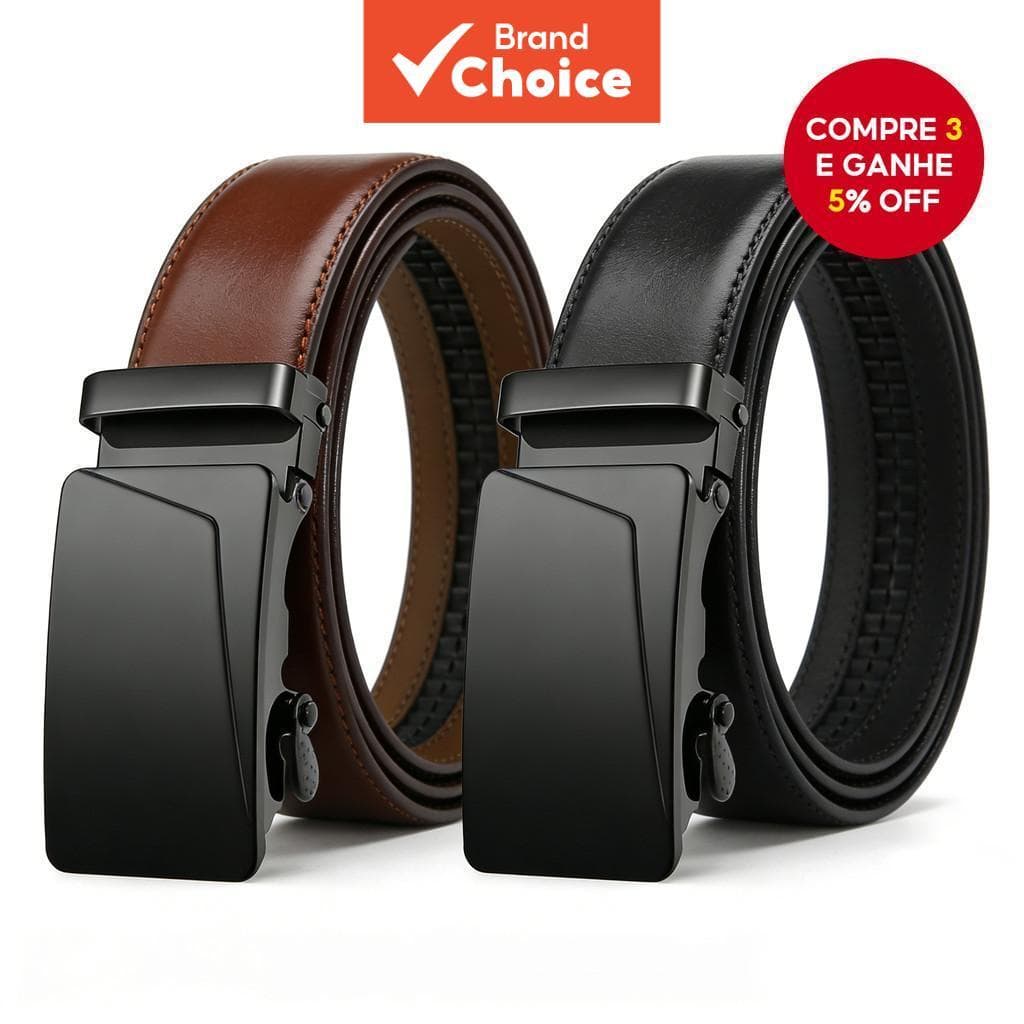 Cinto de Couro Premium Masculino com Fivela Automática, Estilo Designer de Luxo, 3,5cm, Preto ou Marrom, para Ocasiões
