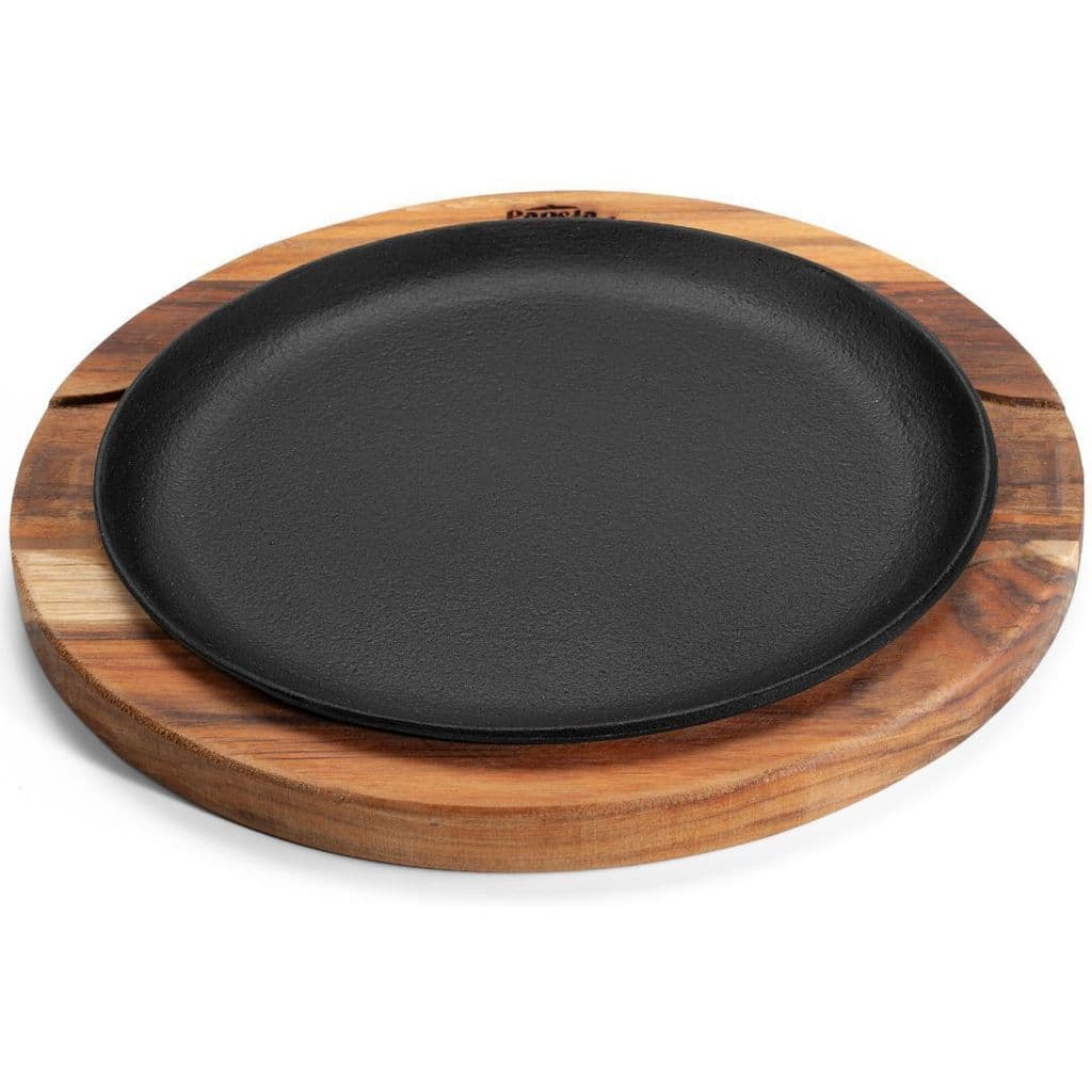 Prato ferro fundido c/ suporte madeira 24cm